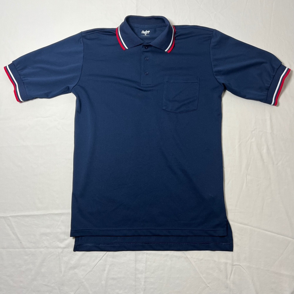 Rawlings Mens Navy Blue Mesh Polo Shirt Short Sleeve Pocket ACABSUMP Small